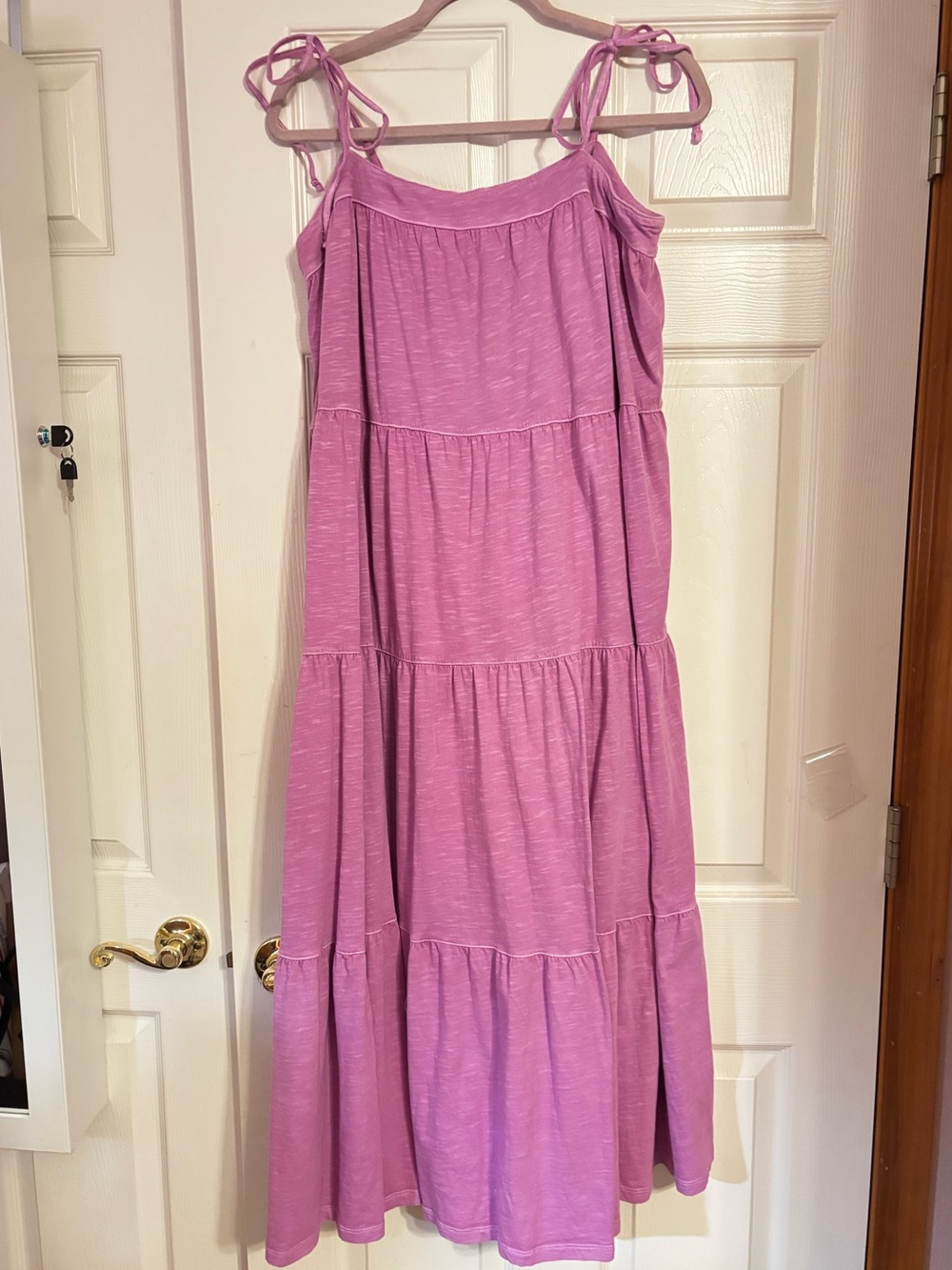 American Eagle Outfitters Lavender Pink Tiered Tie-Strap Dress Size Large